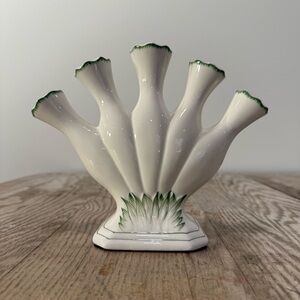 Vintage Meadow Flower‎ Five Finger Williamsburg Green Bud Vase Andrea by Sadek